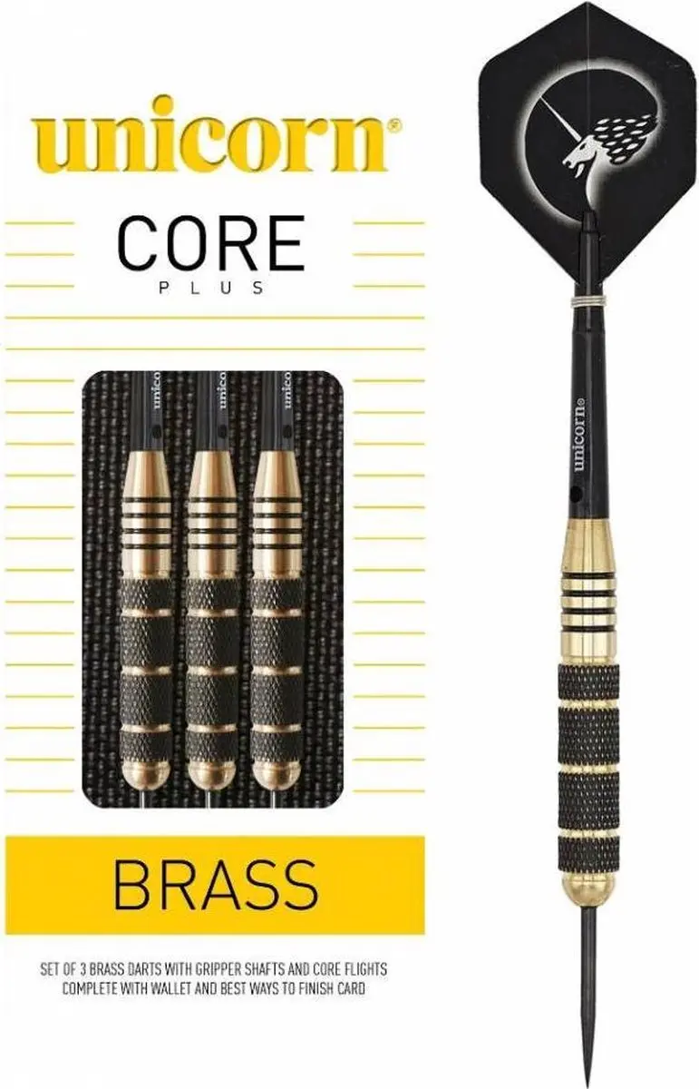 Unicorn Brass Core Plus Dartpijlen 3 Stuks - Zwart/Goud