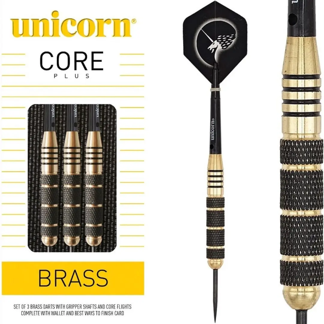 Unicorn Brass Core Plus Dartpijlen 3 Stuks - Zwart/Goud