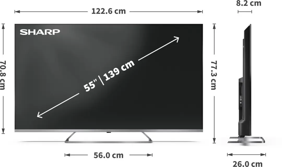 Sharp 55JP7265E 55 inch QLED MiniLED TV - 4K Ultra HD - Zwart - afbeelding 3 van 5