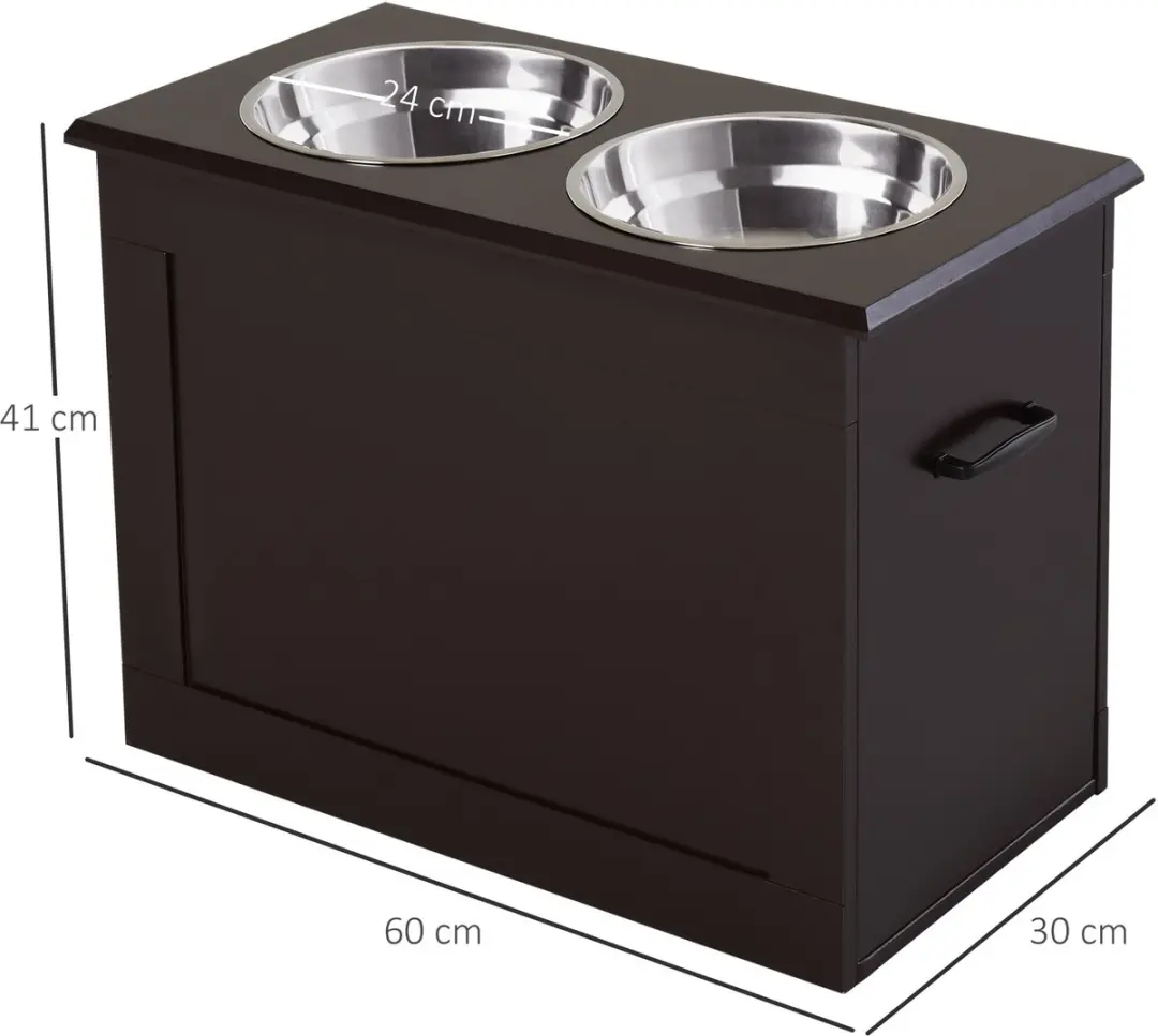 ECTEATOY Voerbak Hond met Opberglade 20L - 60x30x41cm - Donkerbruin - afbeelding 6 van 6