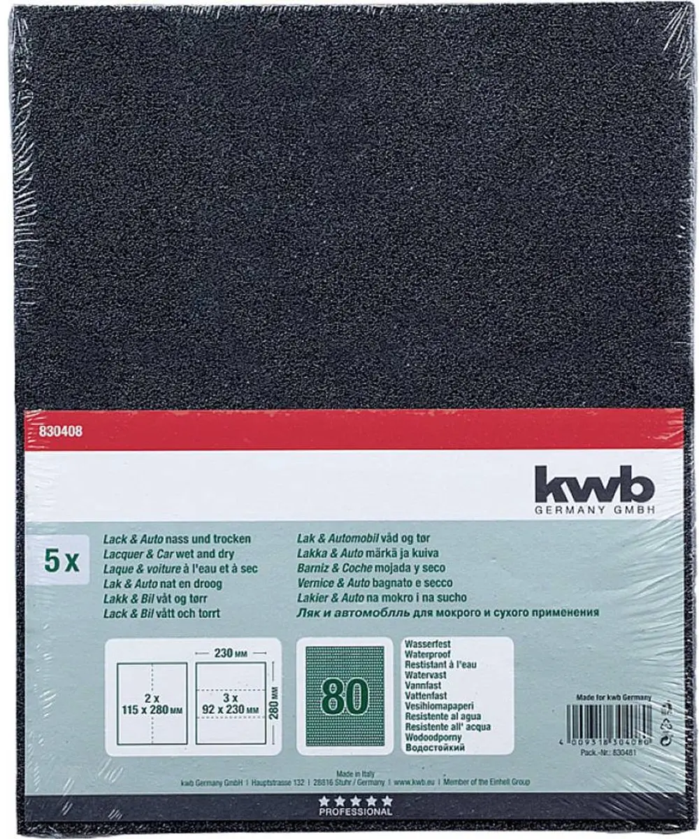 KWB Schuurpapier Korrel 80 - 280x230mm - 5 Stuks