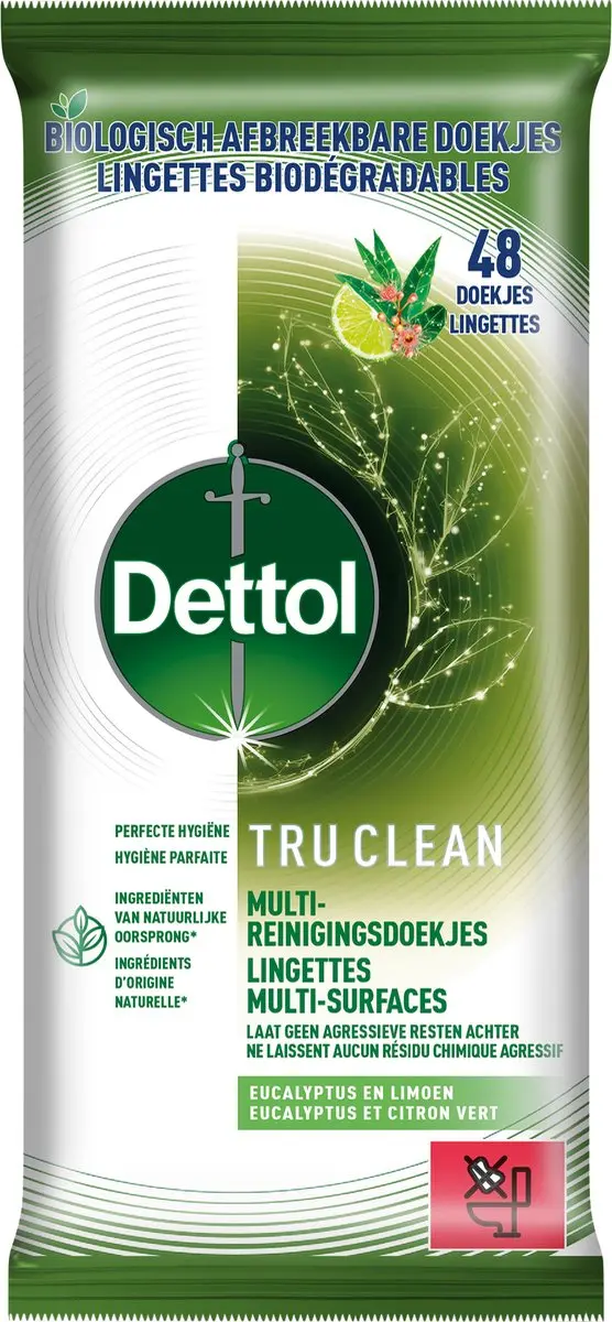 Dettol Tru Clean Reinigingsdoekjes Eucalyptus & Limoen