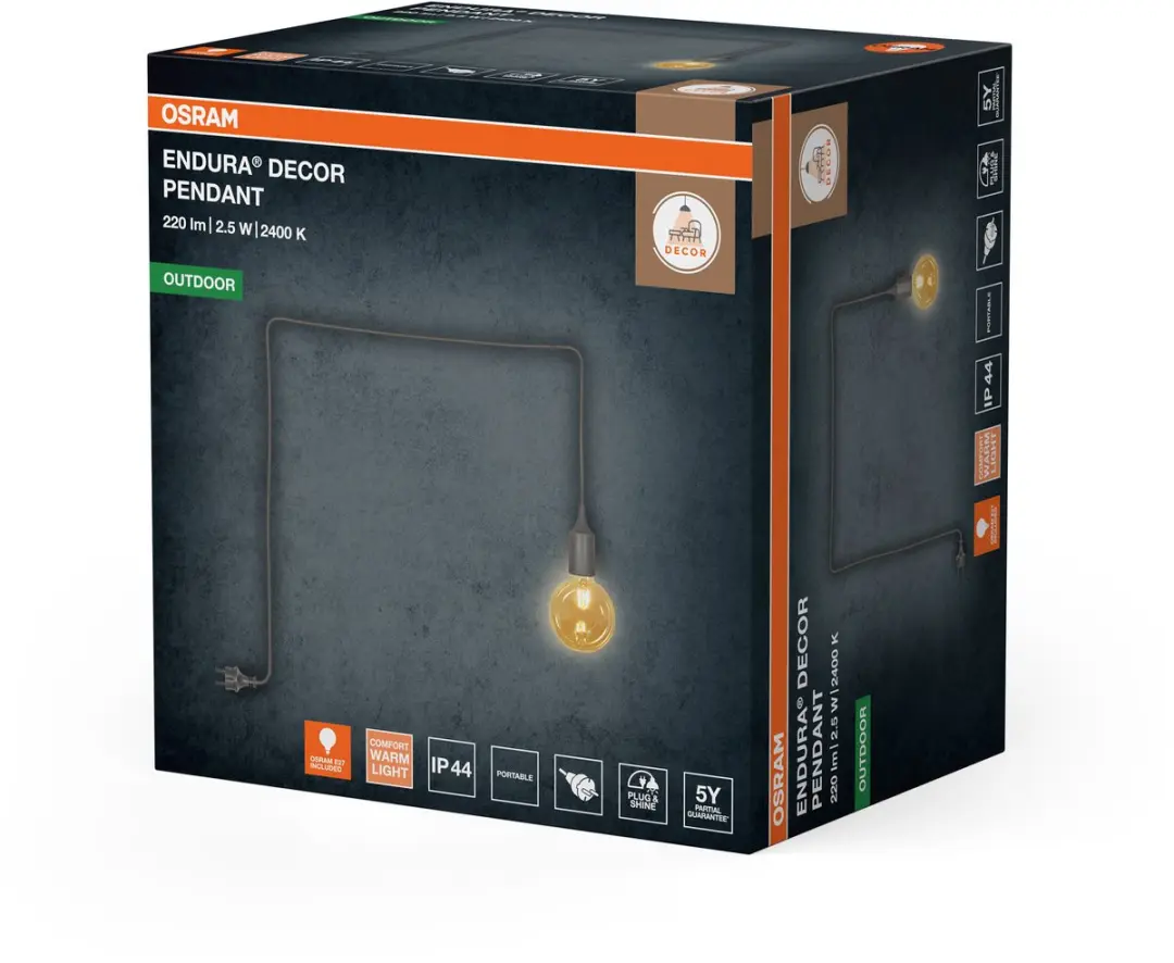 Osram Endura Decor Portable Pendant 5m - Grijs - afbeelding 6 van 6