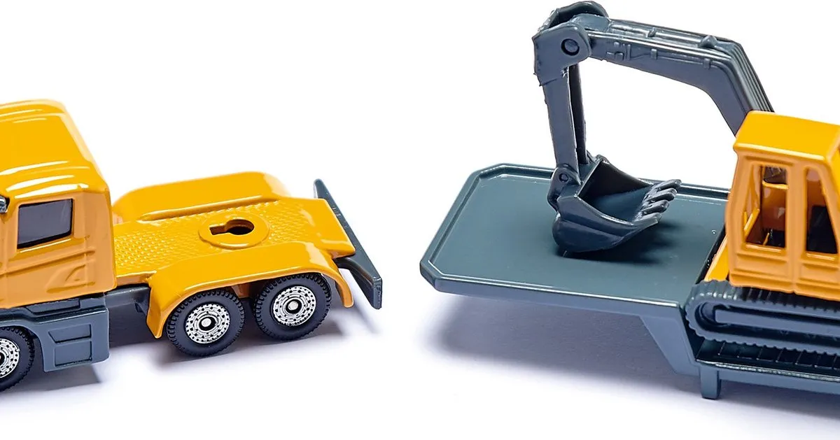 SIKU 1611 Dieplader met Shovel - Geel/Grijs