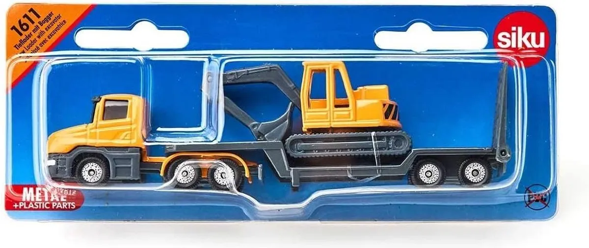 SIKU 1611 Dieplader met Shovel - Geel/Grijs