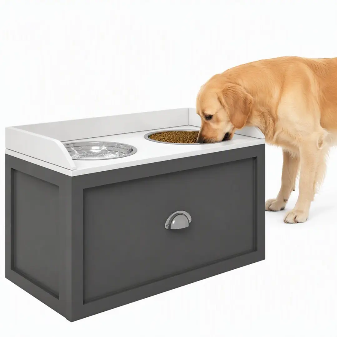 ECTEATOY Voerbak Hond met Opberglade 21L