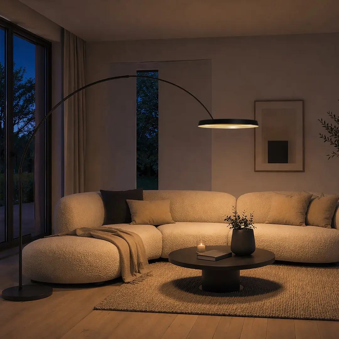 Steinhauer Ringlux 4742ZW Vloerlamp - 48W - 60cm LED-ring - Zwart - afbeelding 5 van 6