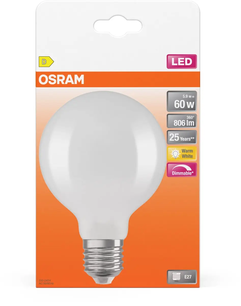 Osram LED Superstar Globe 95 60 Filament DIM - 5,9W 806lm Warmwit Mat