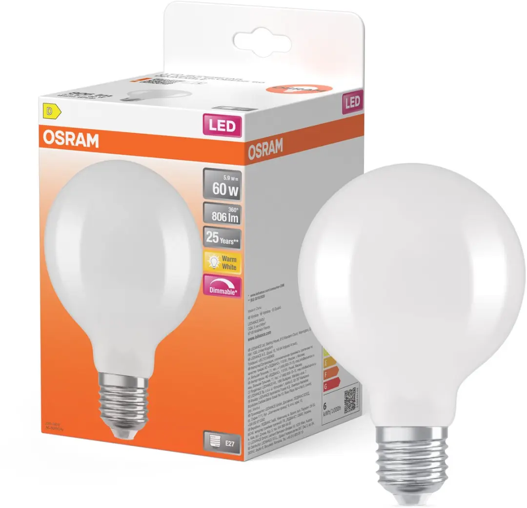 Osram LED Superstar Globe 95 60 Filament DIM - 5,9W 806lm Warmwit Mat