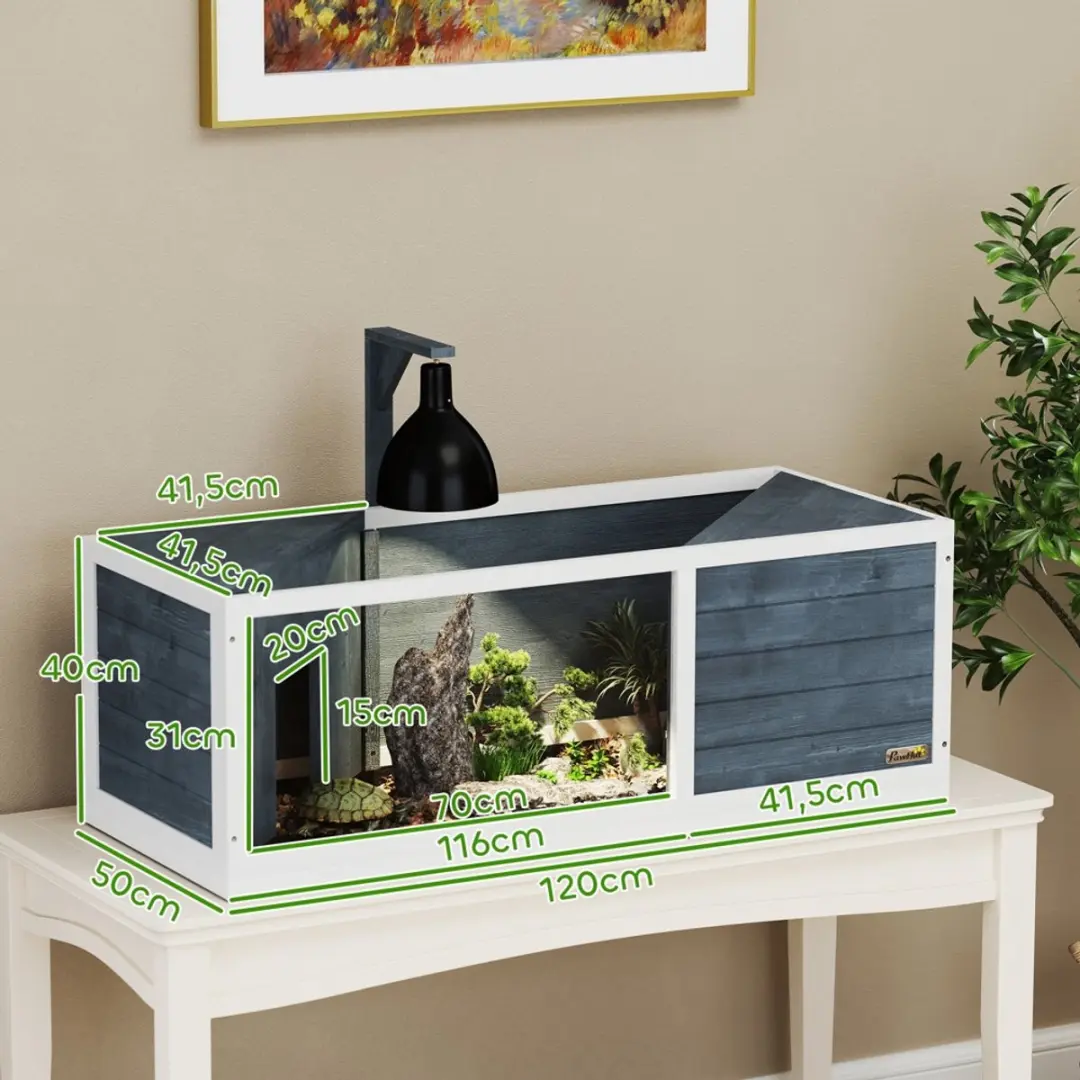 Pawhut Schildpaddenhuis Vurenhout Acryl 120x50x40cm Grijs