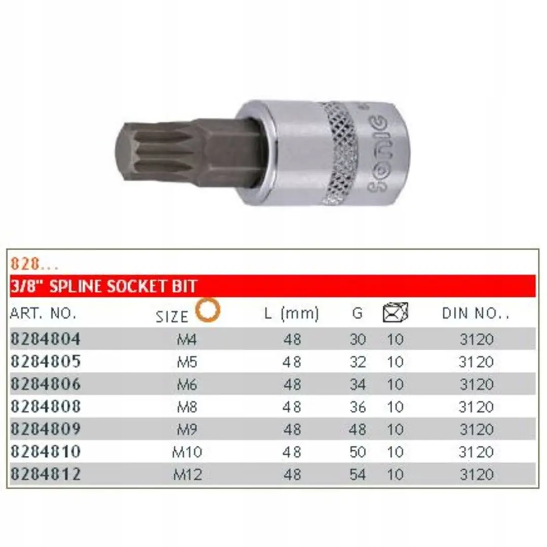 Sonic 3/8" Spline/XZN Dop M6 - 48mm