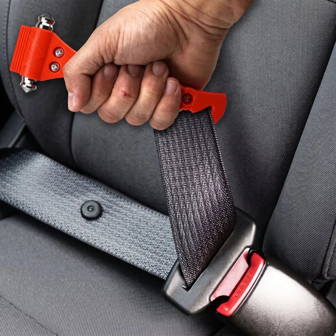 Simple Veiligheidshamer Auto - Gordelsnijder Oranje - Met houder