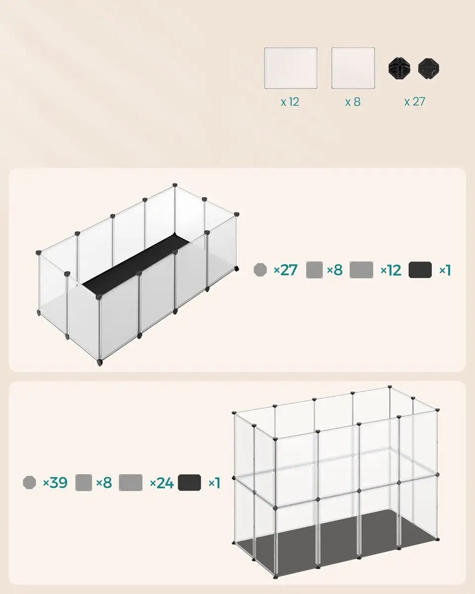 Songmics Kleindierenverblijf LPC009W01 - 125x63x42cm Wit - afbeelding 6 van 6