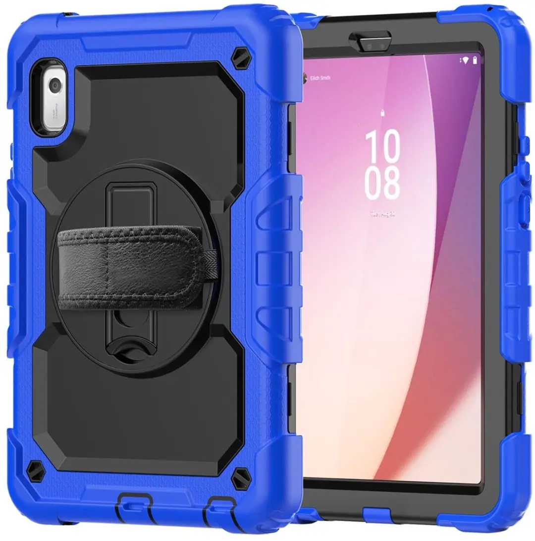 Selected Hoes Lenovo Tab One - Blauw - met Screenprotector & 360° Draaibare Handriem