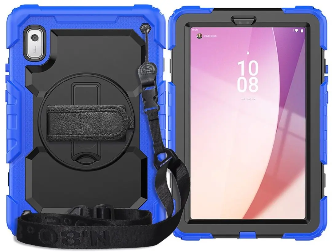 Selected Hoes Lenovo Tab One - Blauw - met Screenprotector & 360° Draaibare Handriem