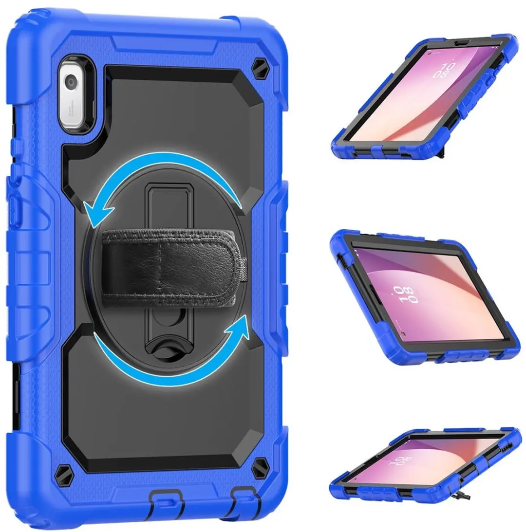 Selected Hoes Lenovo Tab One - Blauw - met Screenprotector & 360° Draaibare Handriem