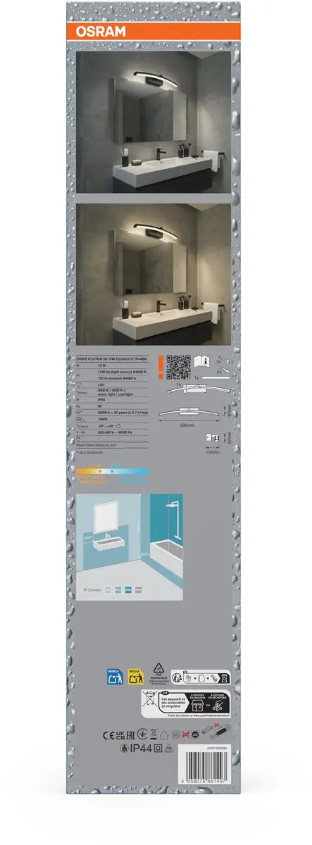 Osram Orbis Pluton 50cm 12W Click CCT IP44 Black - 750lm - afbeelding 4 van 5