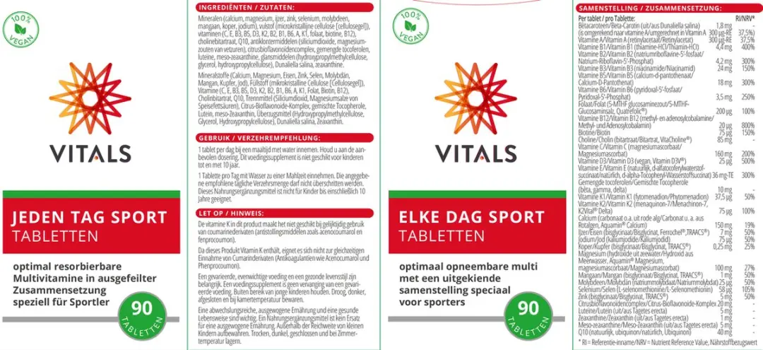Vitals Elke Dag Sport Multivitamine 90 tabletten