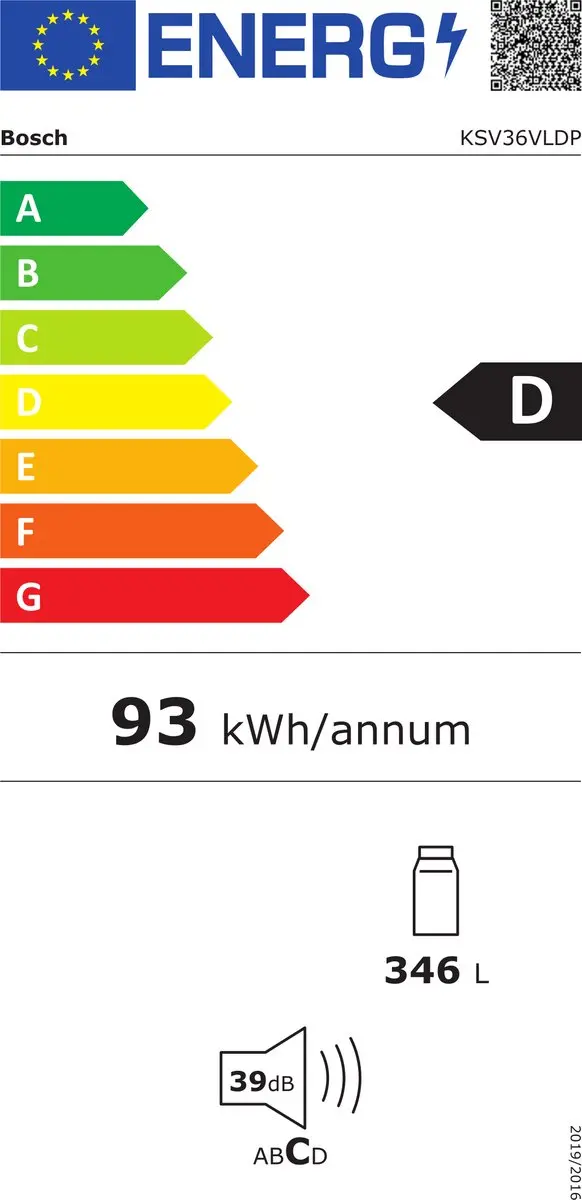 Bosch Serie 4 KSV36VLDP Koelkast 346L - Roestvrijstaal