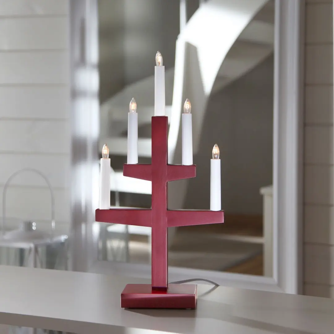Star Trading Kerstkandelaar Rood 5 Lichtpunten - afbeelding 6 van 6