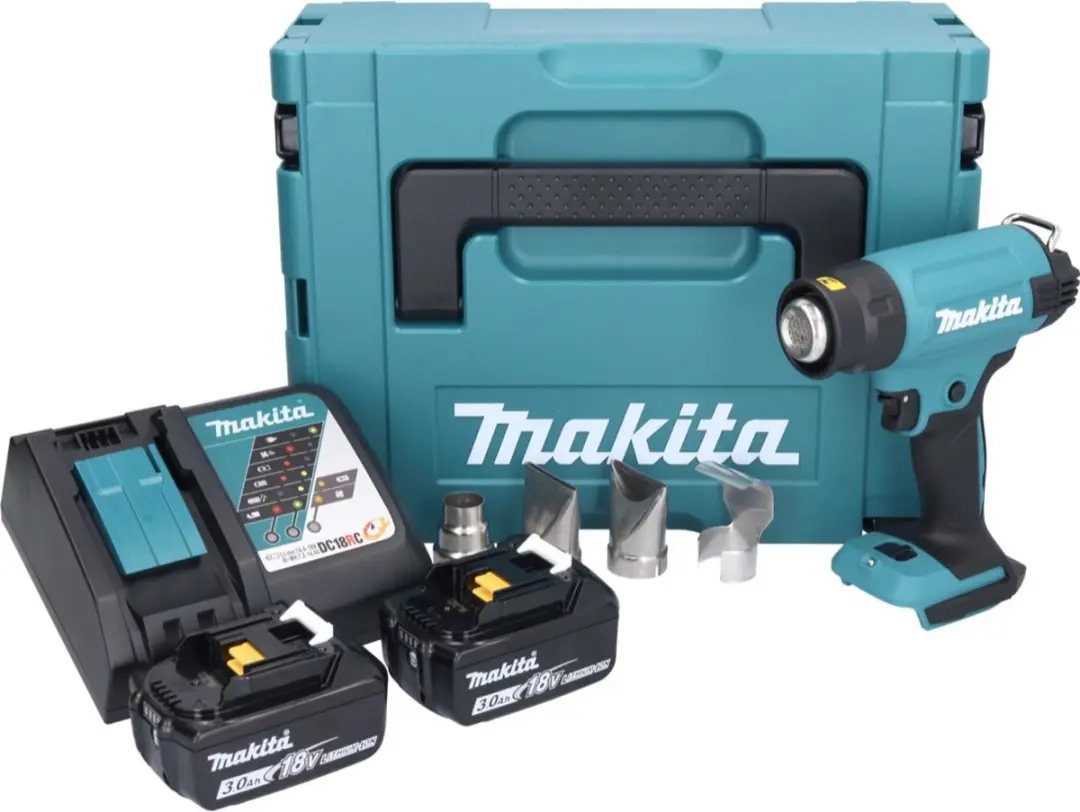 Makita DHG181RFJ Heetluchtpistool 18V - 2x 3,0Ah + Oplader + Makpac