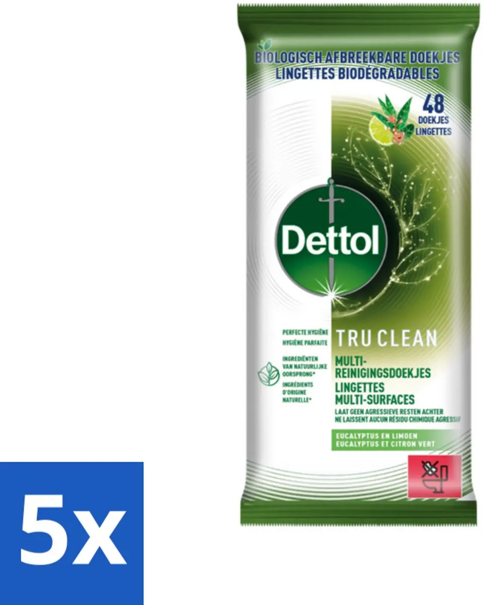 Dettol Tru Clean Reinigingsdoekjes Eucalyptus & Lime