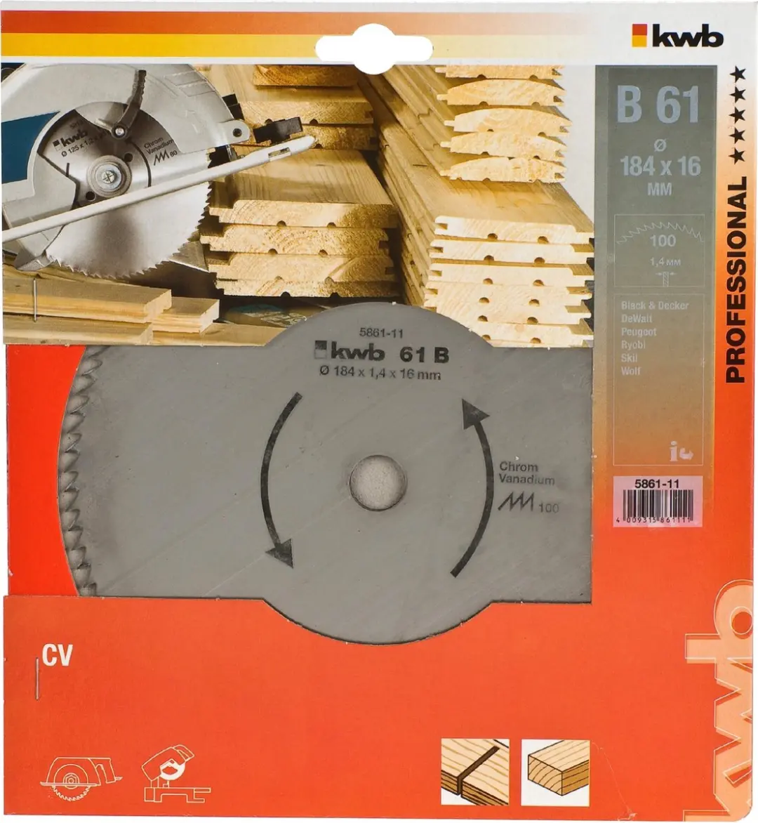 KWB 586111 Cirkelzaagblad 184x16mm