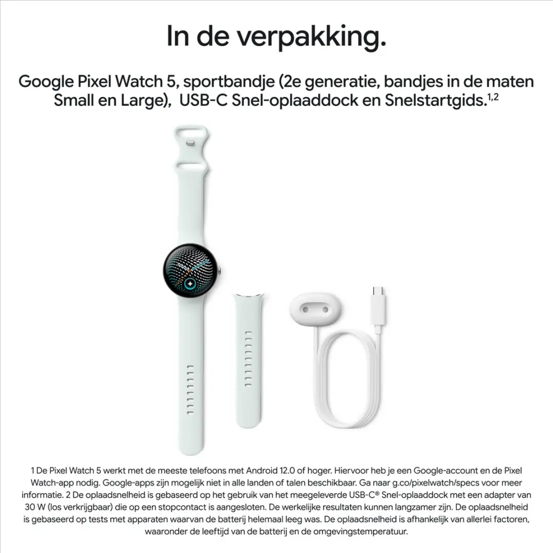 Google Pixel Watch 5 - 45mm - Groen - 465mAh