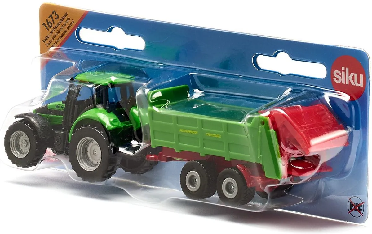 SIKU 1673 Deutz-tractor met Strautmann strooiwagen - Groen
