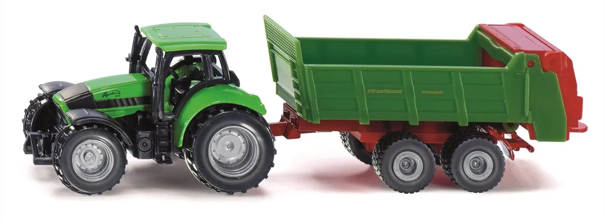 SIKU 1673 Deutz-tractor met Strautmann strooiwagen