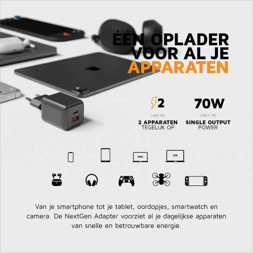 Xtorm XECNG701 USB-C Oplader 70W - Zwart