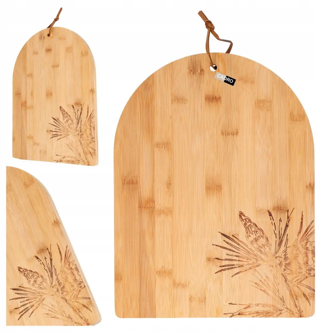 Excellent Houseware Houten Snijplank 35x26cm Bloemgravure - Bruin