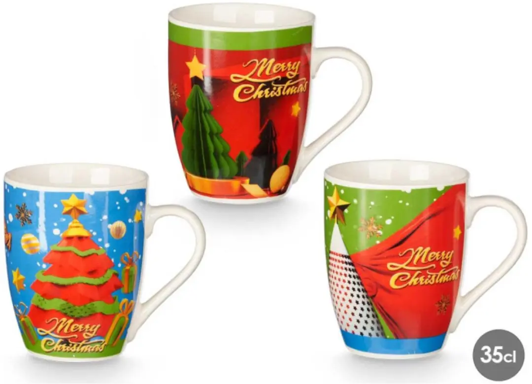 Excellent Houseware Kerst Mok Merry Christmas - 350ml - Keramiek - Multi