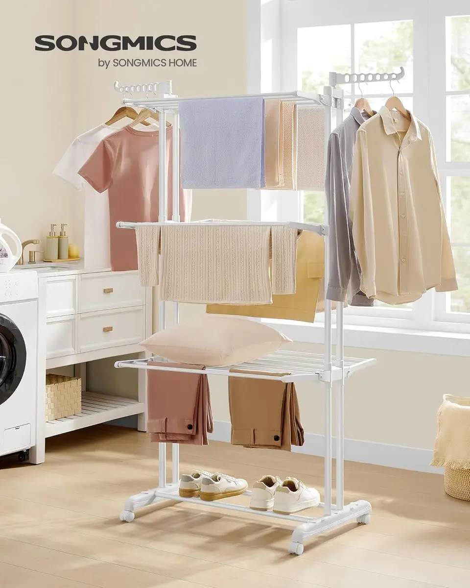 Songmics Droogrek 4 Niveaus - 63,5x128x173cm Wolkenwit - afbeelding 6 van 6