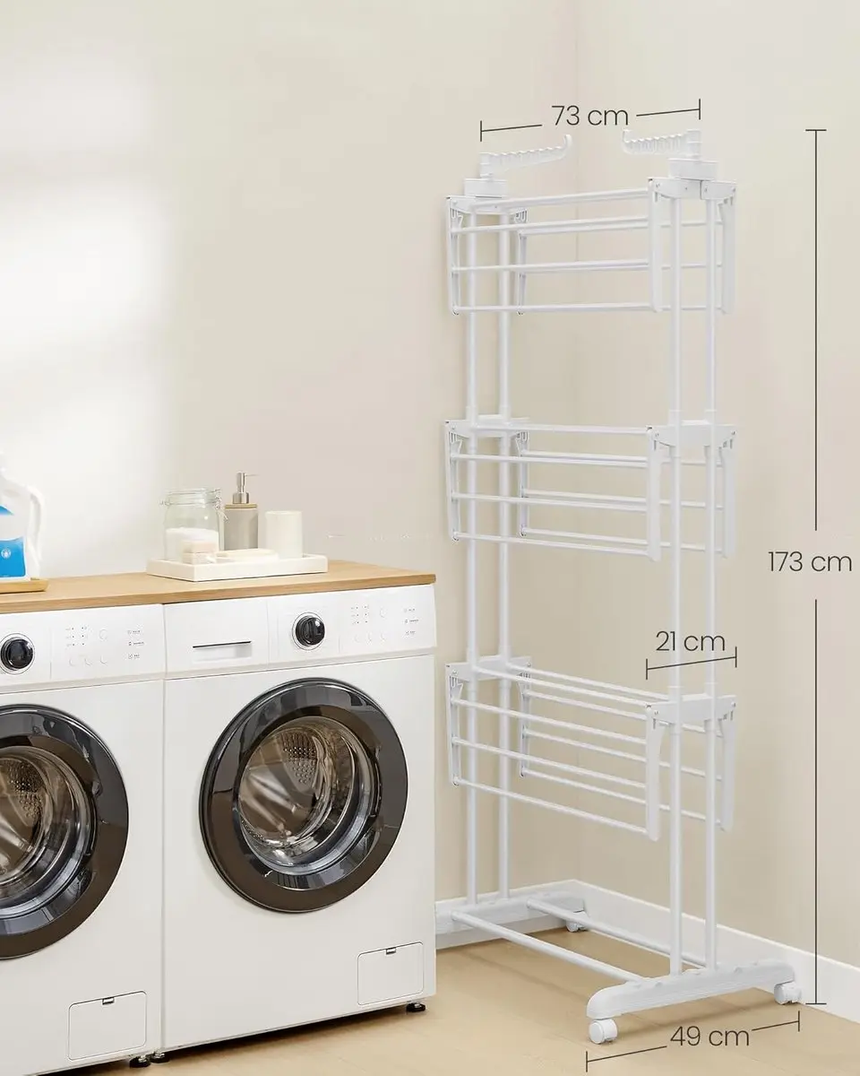 Songmics Droogrek 4 Niveaus - 63,5x128x173cm Wolkenwit