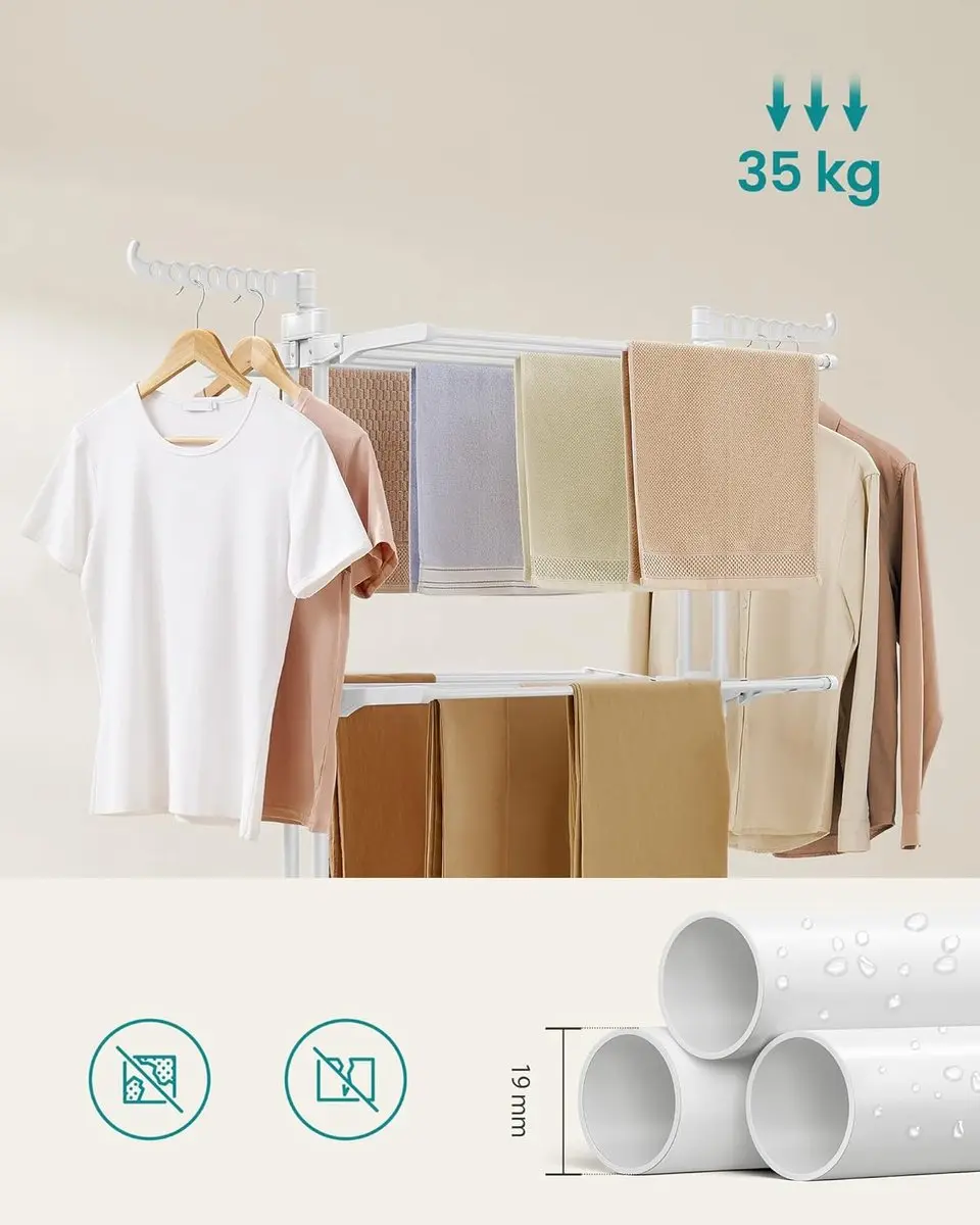 Songmics Droogrek 4 Niveaus - 63,5x128x173cm Wolkenwit