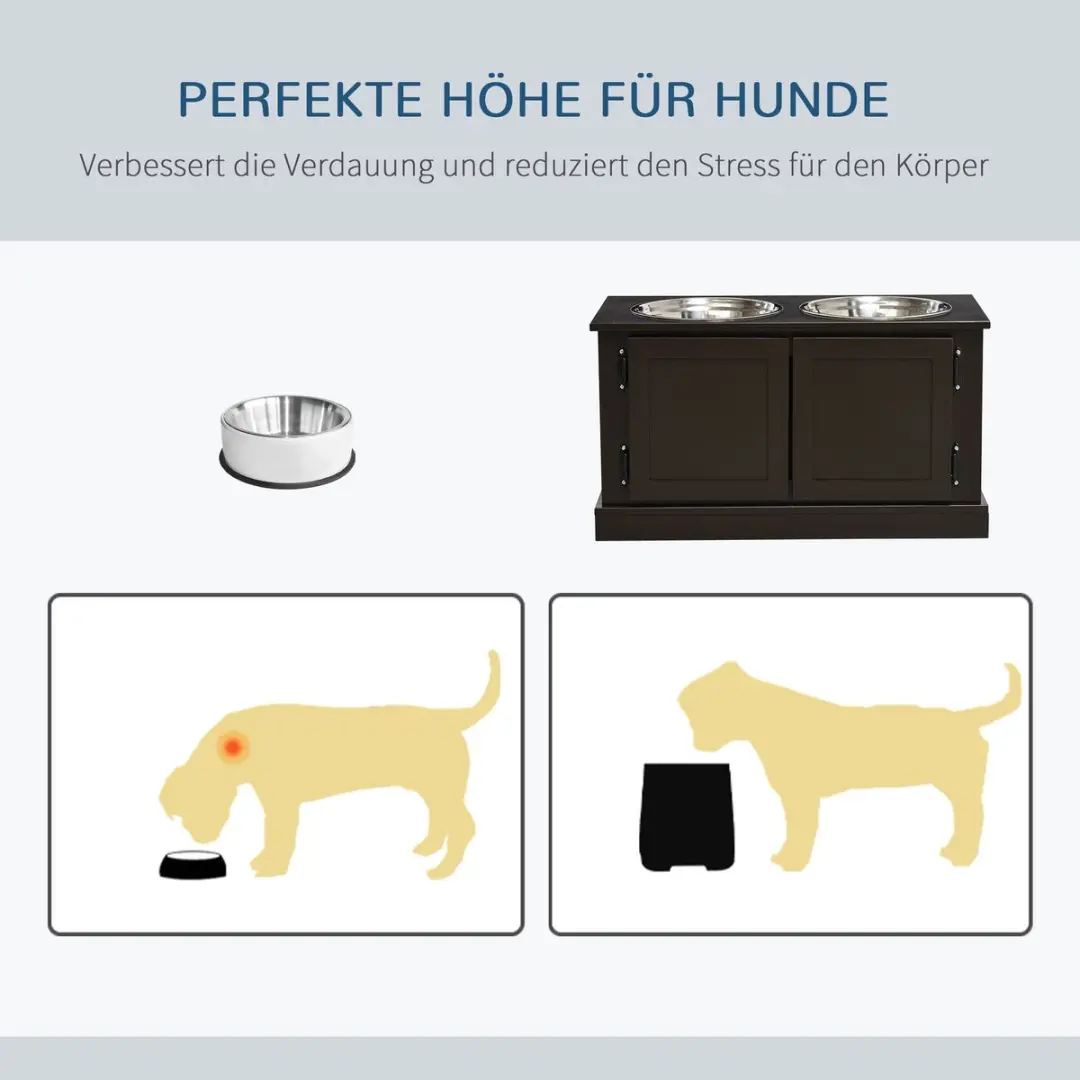ECTEATOY Hondenvoerbak met standaard - 60x30x34cm - Bruin