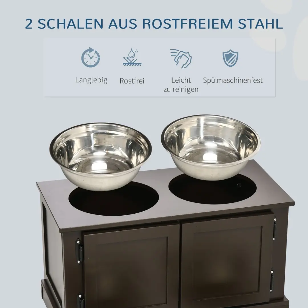 ECTEATOY Hondenvoerbak met standaard - 60x30x34cm - Bruin