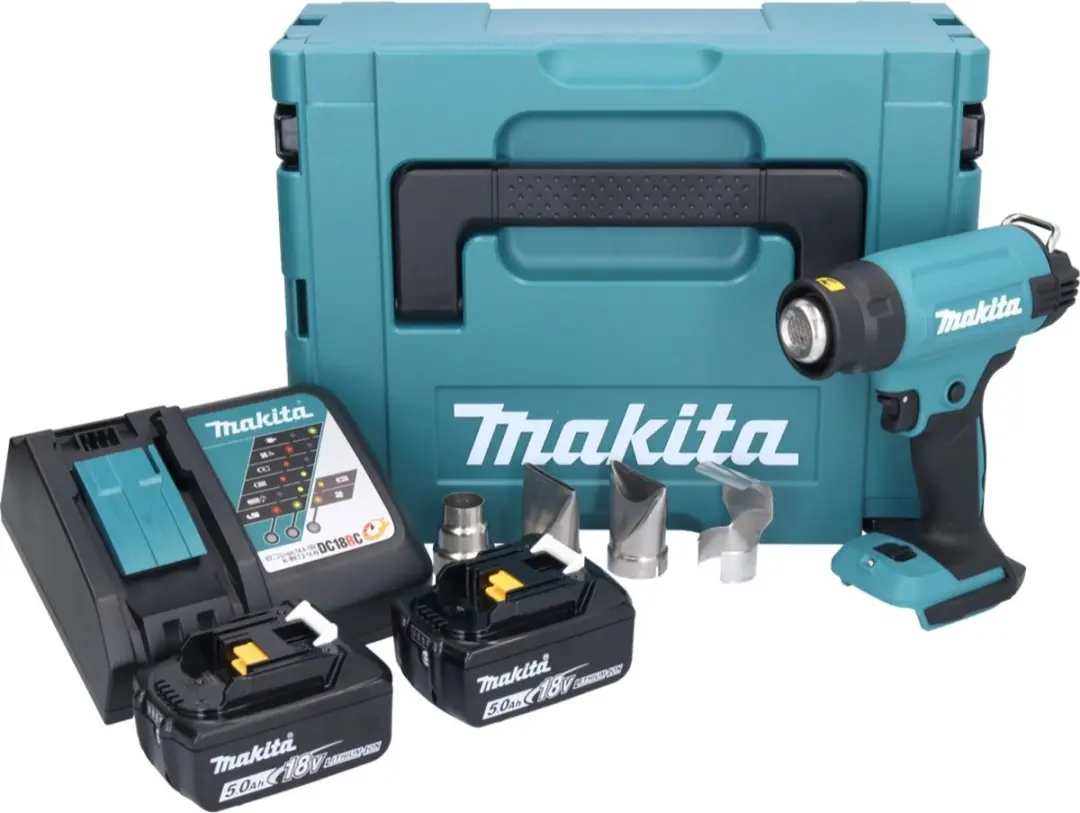 Makita DHG181RTJ Heetluchtpistool 18V - 550°C - 2x 5,0Ah + Oplader