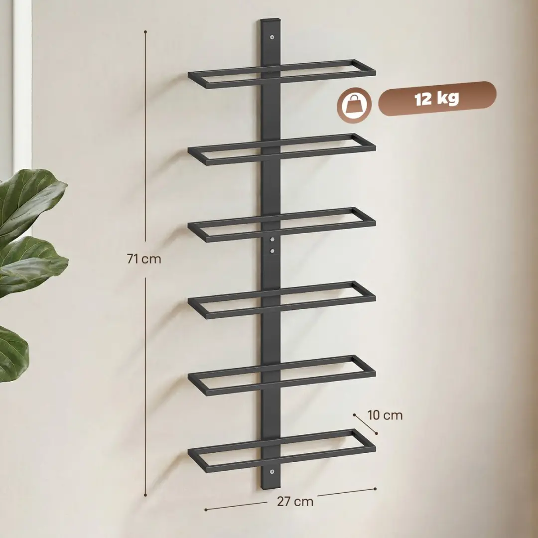 Homcom Wijnrek 6 Flessen - 27x10x71cm - Zwart