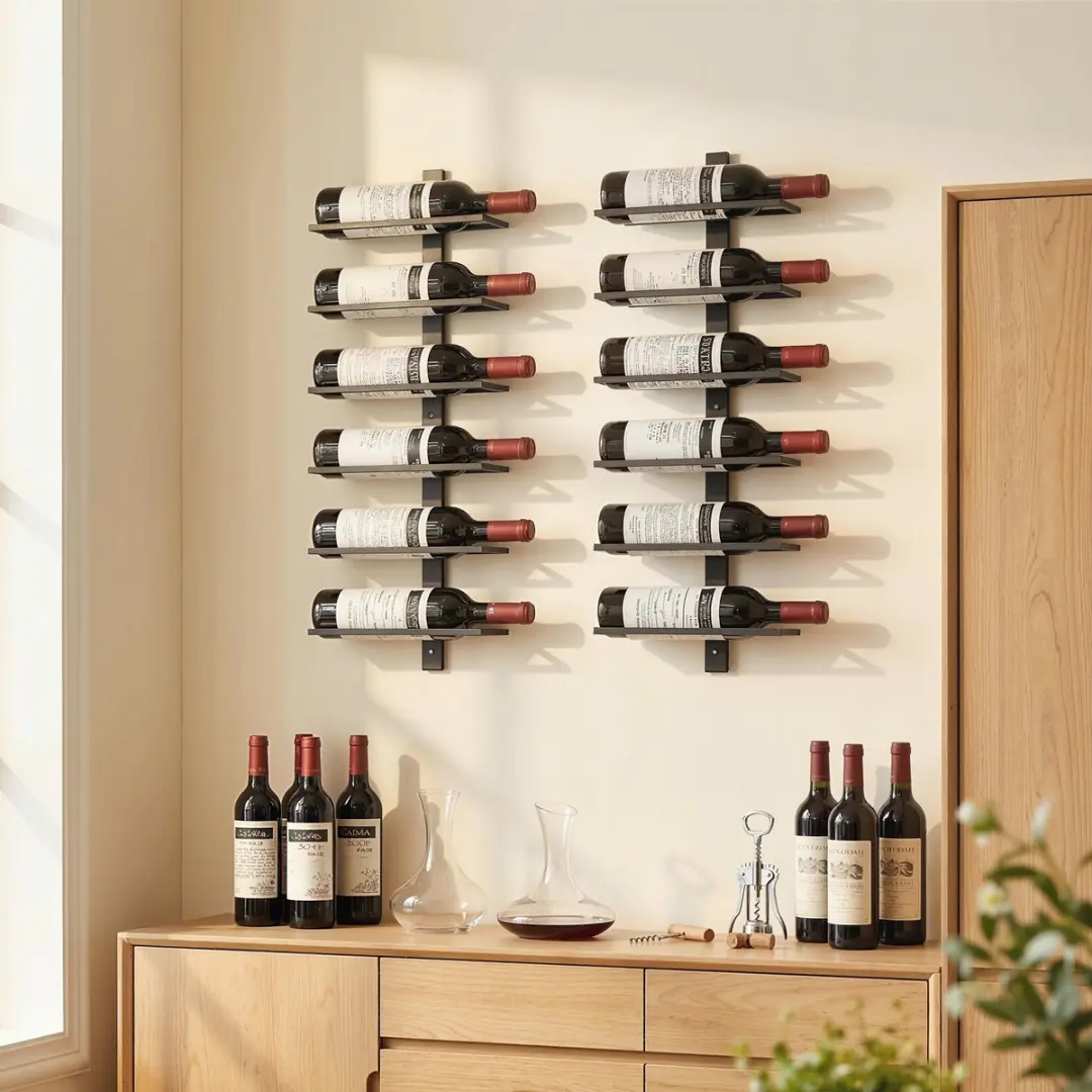 Homcom Wijnrek 6 Flessen - 27x10x71cm - Zwart