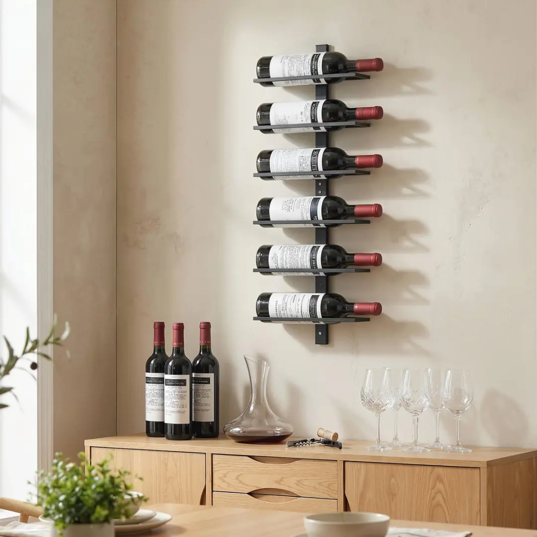 Homcom Wijnrek 6 Flessen - 27x10x71cm - Zwart