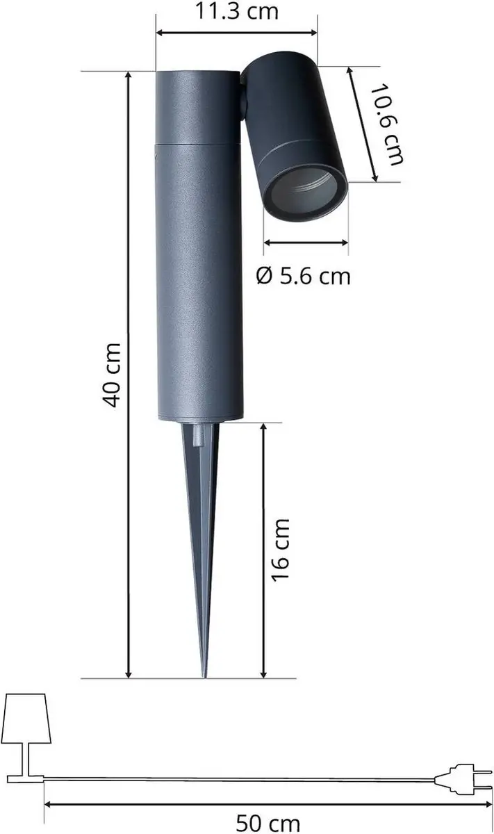 PRIOS Buitenspot Aluminium Glas 1 Lichtpunt GU10 - Antraciet - afbeelding 5 van 6