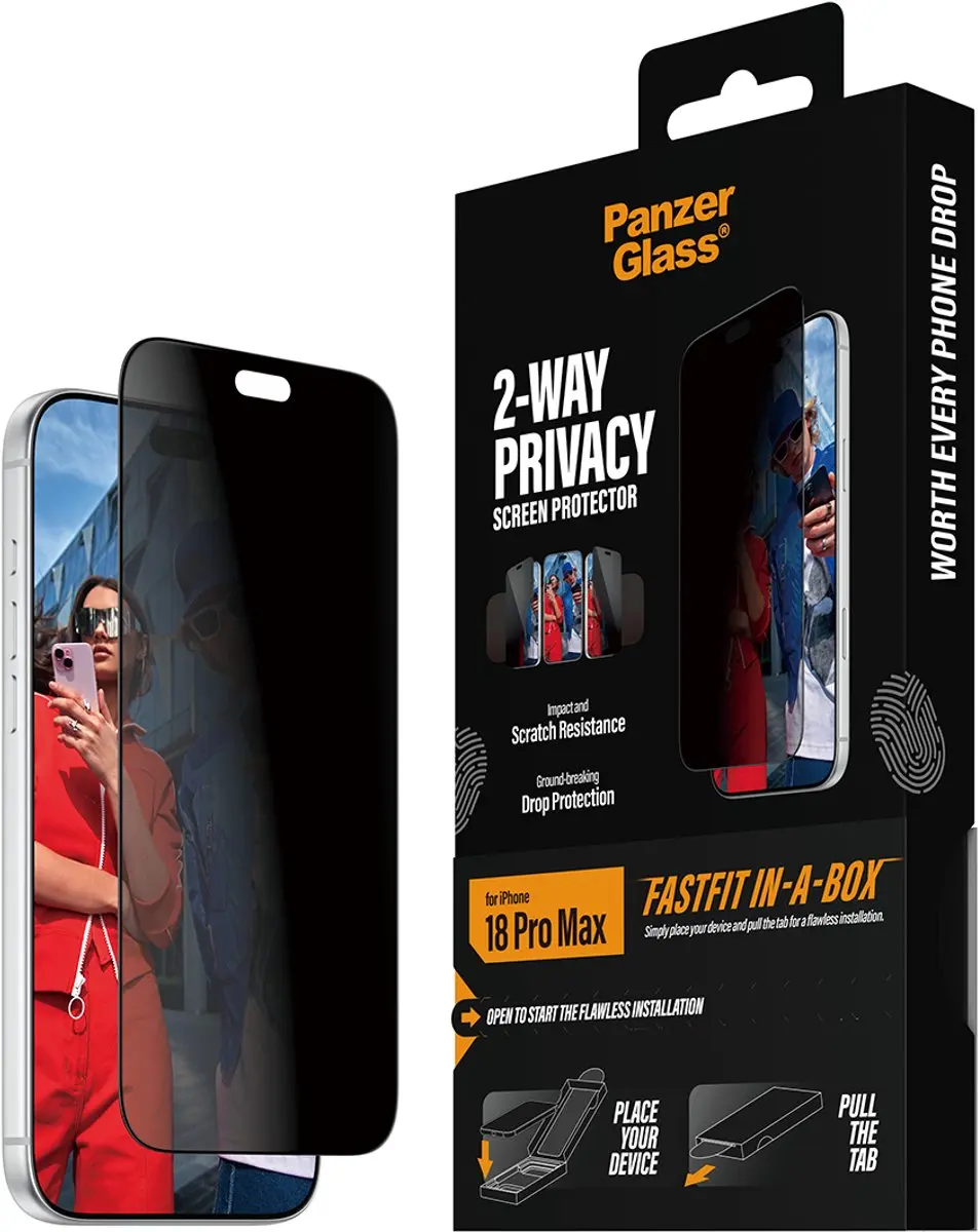 PanzerGlass 2-Way Privacy iPhone 15 Pro Max Schermbeschermer - PG14695 - afbeelding 6 van 6