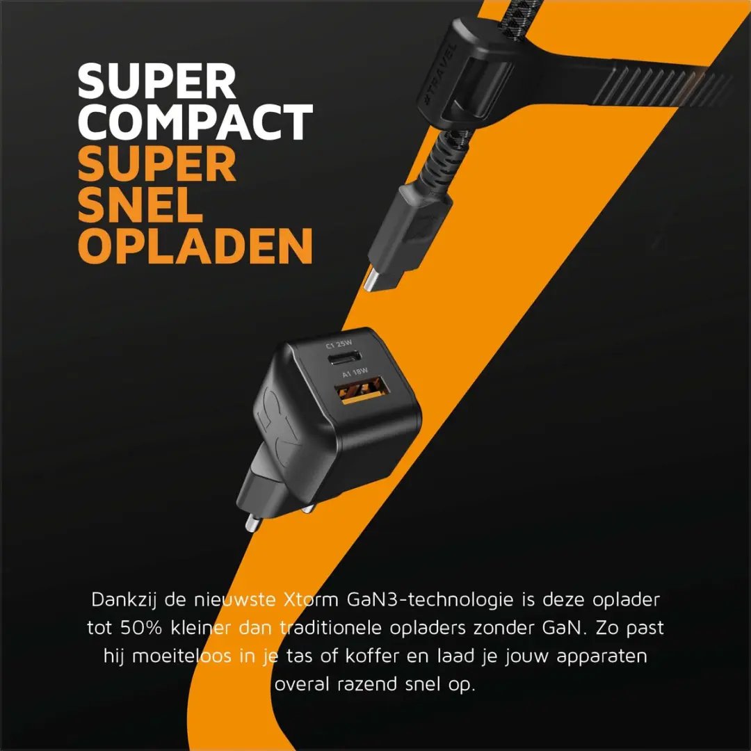 Xtorm XECNG251 USB-C Oplader 25W - 2x USB - Zwart