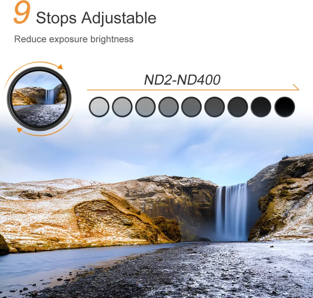K&F Concept 52mm Variabele ND2-ND400 Grijsfilter - Zwart - afbeelding 6 van 6