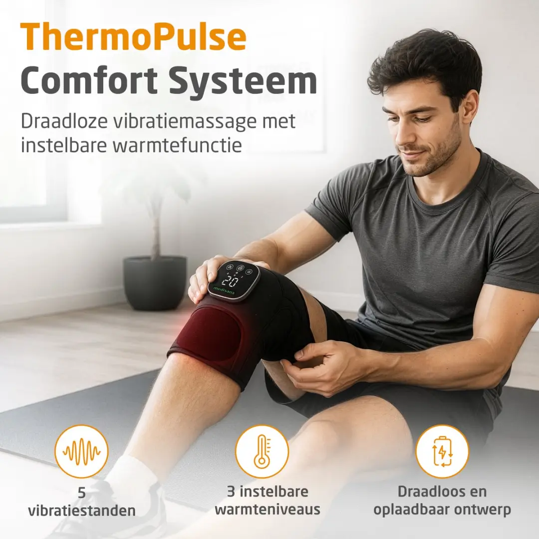 Medisana KM 100 Draadloos Knie-Massageapparaat - 3 Warmtestanden - Zwart