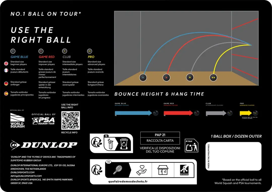 Dunlop Pro Squashballen - 12 Stuks - Zwart/Geel