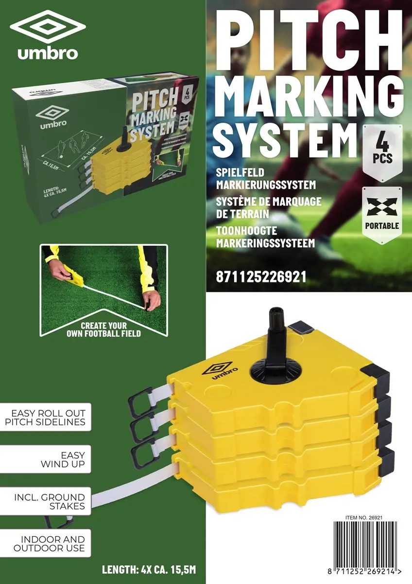 Umbro Speelveld Markeringssysteem 4 Stuks - Geel