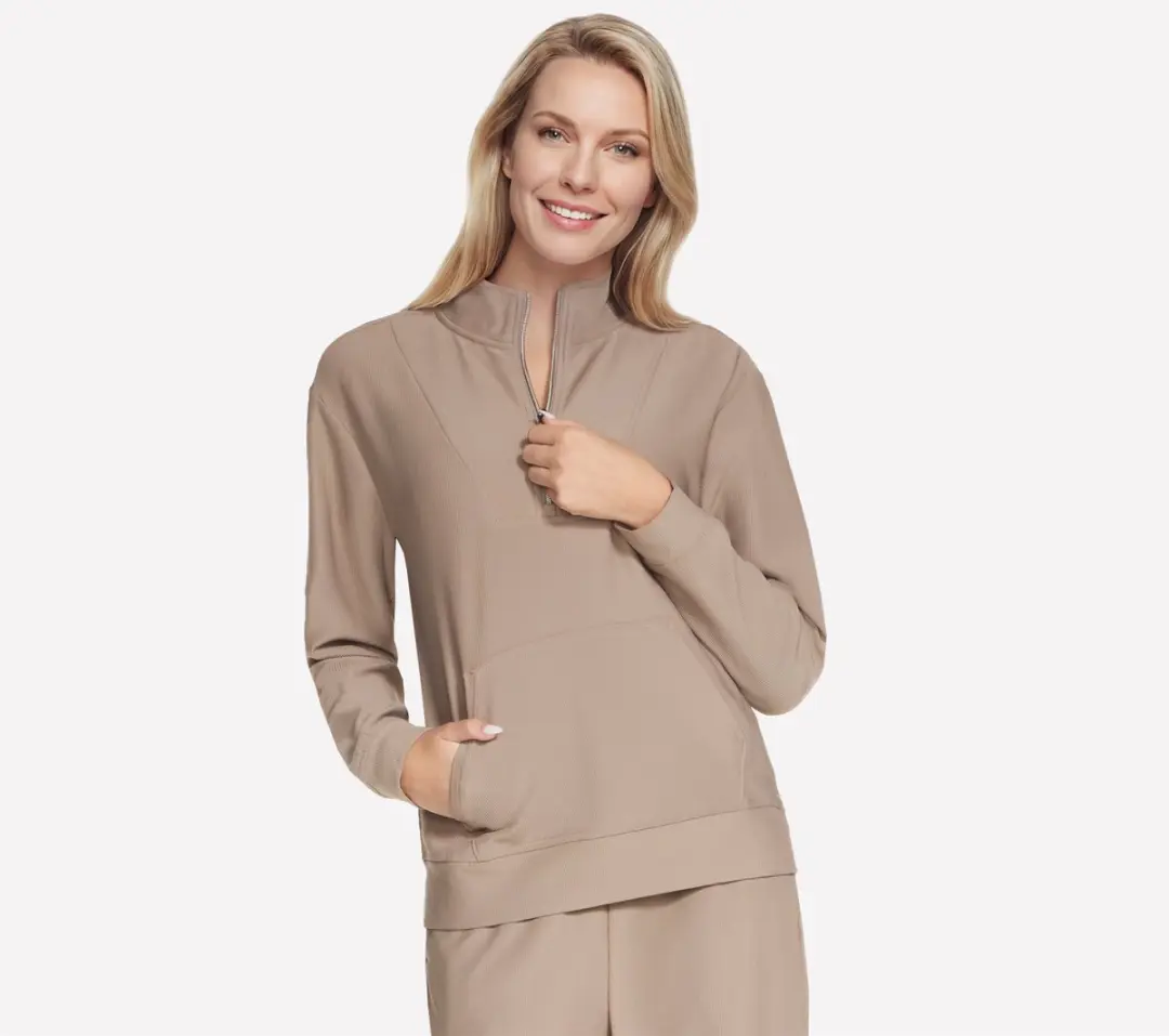 Skechers Goluxe Rib 1/4 Zip Dames Trui
